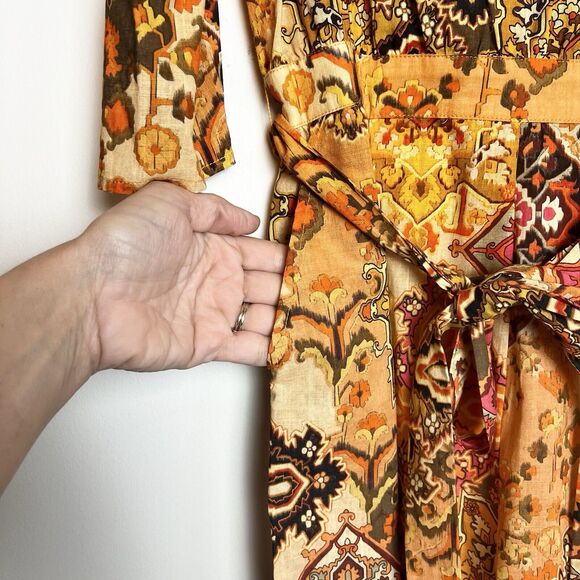 Anthro DRA Rey Romper in Sunset Origami Orange Yellow Sz XS - Picture 6 of 16